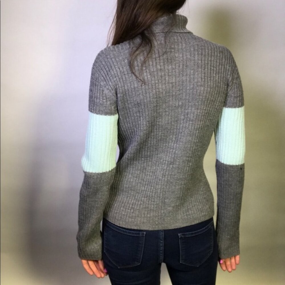 Vintage 90s Calvin Klein Womens Ribbed Turtleneck Sweater Long Sleeve in Gray - Picture 5 of 15